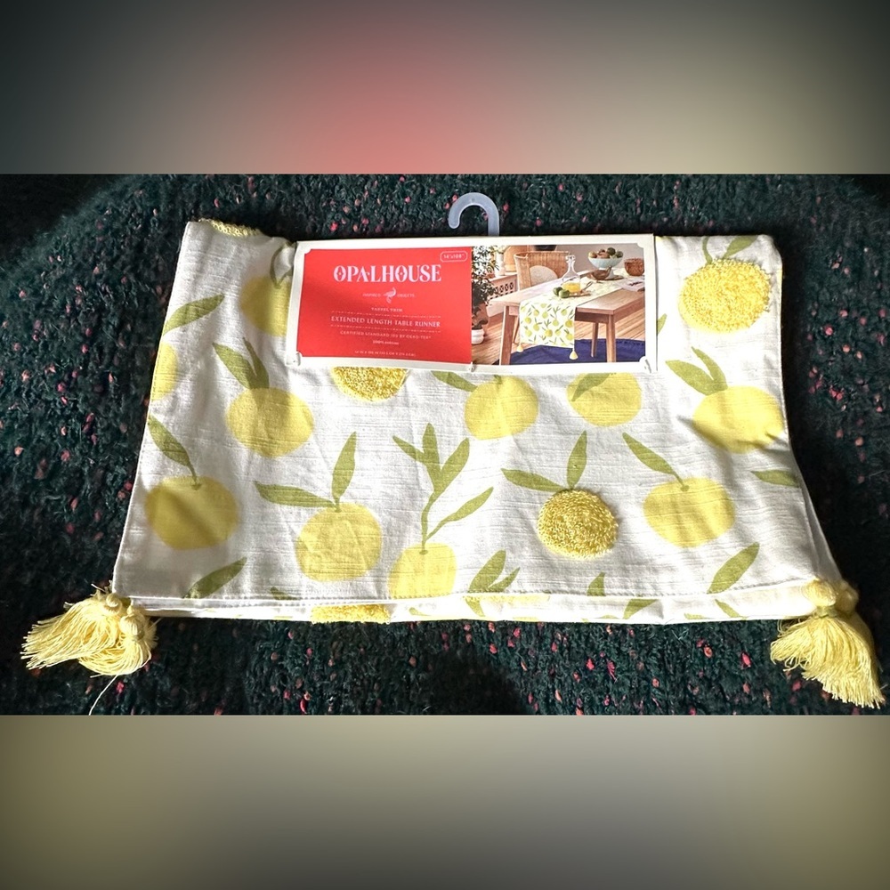 ‼️RARE‼️🎸OPALHOUSE🎸🔥NWT🔥Lemons Table Runner w Tassels